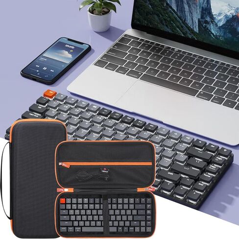 حافظة صلبة للوحة المفاتيح Keychron K2/K2 Pro/K2 Max، حقيبة حمل EVA مقاومة للصدمات بمقبض عريض، حقيبة تخزين للسفر بتصميم 75% للوحة المفاتيح الميكانيكية، 13.1 × 6.1 × 4.3 بوصة، أسود in Kuwait