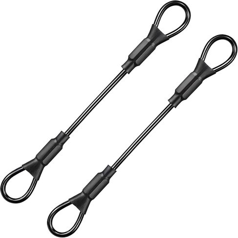 2 Pcs Short Cable Lock, 5.9 in Rubber Coated Steel Cable with Loops, Black | 3mm Diameter Braided Safety Cable Luggage Lock, Lightweight Wire Rope Chain, Luggage, Backpack, Equipment, lamp hanging in Kuwait