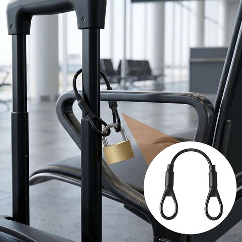2 Pcs Short Cable Lock, 5.9 in Rubber Coated Steel Cable with Loops, Black | 3mm Diameter Braided Safety Cable Luggage Lock, Lightweight Wire Rope Chain, Luggage, Backpack, Equipment, lamp hanging in Kuwait