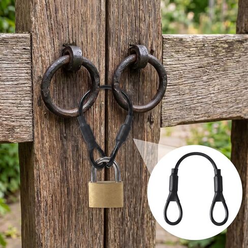 2 Pcs Short Cable Lock, 5.9 in Rubber Coated Steel Cable with Loops, Black | 3mm Diameter Braided Safety Cable Luggage Lock, Lightweight Wire Rope Chain, Luggage, Backpack, Equipment, lamp hanging in Kuwait