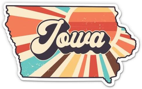 ملصق فينيل Iowa Retro Style State - هاتف السيارة - 3 بوصة in Kuwait