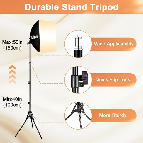 طقم إضاءة Softbox، Thoslatay 16x16in ترقية صندوق ناعم 85W 2700-6400K 100V-240V LED لمبات LED مجموعة إضاءة التصوير الفوتوغرافي الاحترافية، أضواء استوديو الصور لالتقاط الصور/تسجيل الفيديو/البث المباشر in Kuwait