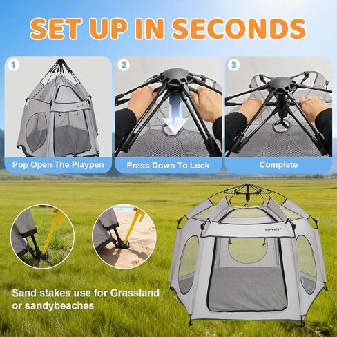 Asweets 4 in 1 Pop Up Playpen Indoor and Outdoor Portable | Lightweight Baby Playpen with Travel Bag,Baby Beach Tent and Play Toddler Play Yard Canopy in Saudi Arabia