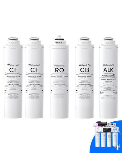 فلتر Waterdrop RT-2CFCBALKRO، بديل لنظام التناضح العكسي Waterdrop T4-A (𝐂𝐅*𝟐 + 𝐂𝐁*𝟏 + 𝐀𝐋𝐊*𝟏 + 𝐑𝐎*𝟏) in Kuwait