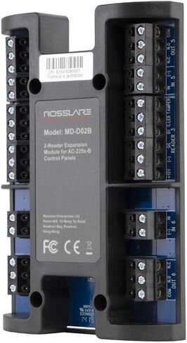 وحدة توسيع الإدخال/الإخراج من سلسلة B من Rosslare MD-D02B للوحات التحكم في الوصول AC-225x-B، 4 مدخلات، 4 مرحلات، ويجاند وساعة وبيانات in Kuwait