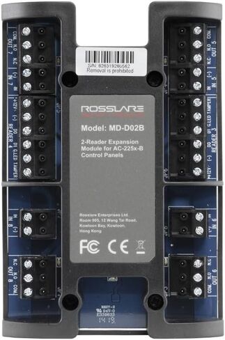 وحدة توسيع الإدخال/الإخراج من سلسلة B من Rosslare MD-D02B للوحات التحكم في الوصول AC-225x-B، 4 مدخلات، 4 مرحلات، ويجاند وساعة وبيانات in Kuwait
