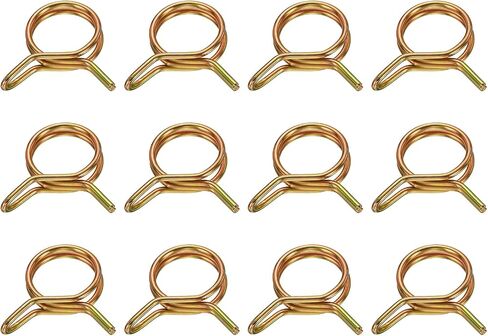HARFINGTON Double Wire Fuel Line Hose Clips 19mm ID, 12Pcs 65Mn Spring Steel Tubing Spring Clips Clamps Assortment for Air Hose Tube Water Pipe Motorcycle Scooter ATV, Brass in Kuwait
