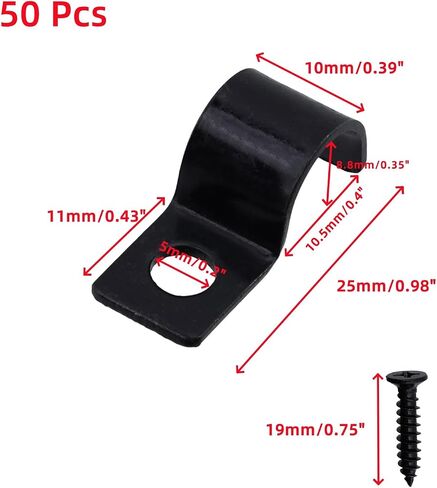 Oedema 50 Pcs 2/5 Inch Pipe Clamp with One Hole Iron Rigid Tube Straps Bracket Heavy Duty Pipe Fasten Holder for Tube, Wire Cord Installation in Kuwait