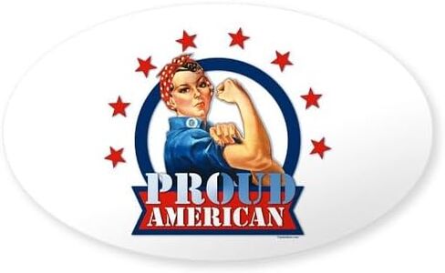 ملصق CafePress Rosie Riveter Proud American البيضاوي ملصق بيضاوي ممتص الصدمات للسيارة in Kuwait
