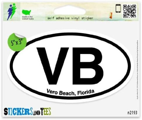 ملصق سيارة VB Vero Beach Florida-Oval للاستخدام الداخلي والخارجي 5 بوصة × 3 بوصة in Kuwait