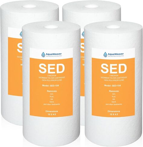 خرطوشة بديلة لفلتر المياه الرواسب 5 ميكرون 10 × 4.5 بوصة لـ DGD-5005، Culligan WH-HD200-C، HD-950A، AP817، RFC-BBSA، AP810، SED-154، 4 عبوات in Kuwait