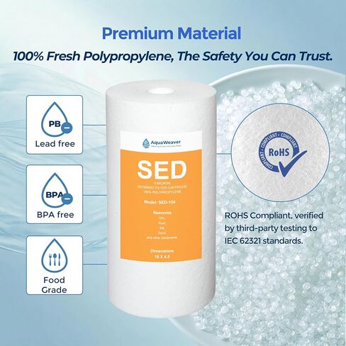 خرطوشة بديلة لفلتر المياه الرواسب 5 ميكرون 10 × 4.5 بوصة لـ DGD-5005، Culligan WH-HD200-C، HD-950A، AP817، RFC-BBSA، AP810، SED-154، 4 عبوات in Kuwait