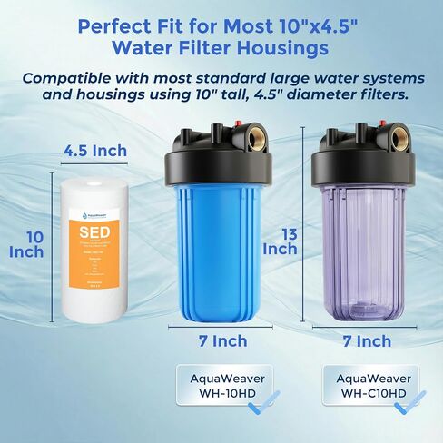 خرطوشة بديلة لفلتر المياه الرواسب 5 ميكرون 10 × 4.5 بوصة لـ DGD-5005، Culligan WH-HD200-C، HD-950A، AP817، RFC-BBSA، AP810، SED-154، 4 عبوات in Kuwait