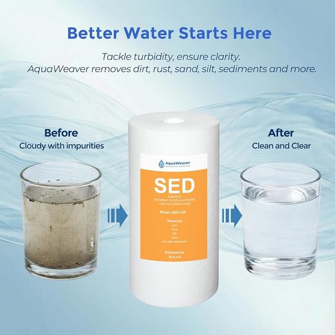 خرطوشة بديلة لفلتر المياه الرواسب 5 ميكرون 10 × 4.5 بوصة لـ DGD-5005، Culligan WH-HD200-C، HD-950A، AP817، RFC-BBSA، AP810، SED-154، 4 عبوات in Kuwait
