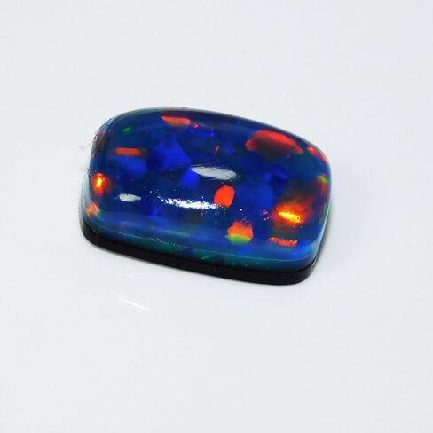 Cabochon Multi-Color CERTIFIED Doublet Fire Opal 7 Ct Loose Gemstone Ring Size in Kuwait