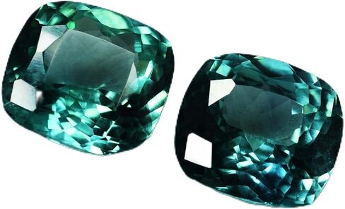 Natural SAPPHIRE Bluish Green Cushion 17.56 Ct Loose Gemstone CERTIFIED Pair in Kuwait