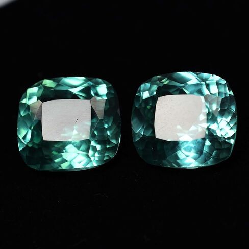 Natural SAPPHIRE Bluish Green Cushion 17.56 Ct Loose Gemstone CERTIFIED Pair in Kuwait