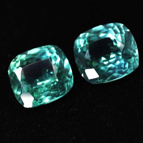 Natural SAPPHIRE Bluish Green Cushion 17.56 Ct Loose Gemstone CERTIFIED Pair in Kuwait