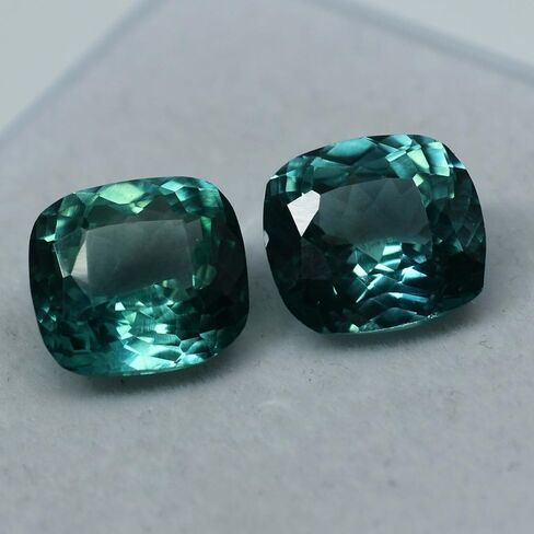 Natural SAPPHIRE Bluish Green Cushion 17.56 Ct Loose Gemstone CERTIFIED Pair in Kuwait
