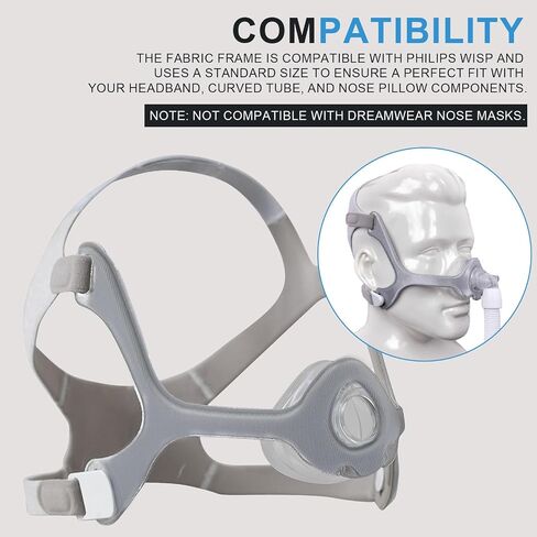 إطار قماشي لقناع الأنف Wisp، إطار قناع الأنف CPAP، إطار غطاء رأس CPAP لجهاز Wisp Respironics - حجم قياسي، عبوتان in Kuwait