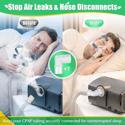 2 حزمة محول كوع خرطوم CPAP 90 درجة، موصل أنابيب متين وسهل التركيب للخراطيم القياسية غير الساخنة مقاس 22 مم، مانع للتسرب، يقلل من إجهاد الخرطوم، ويحسن الراحة أثناء النوم in Kuwait