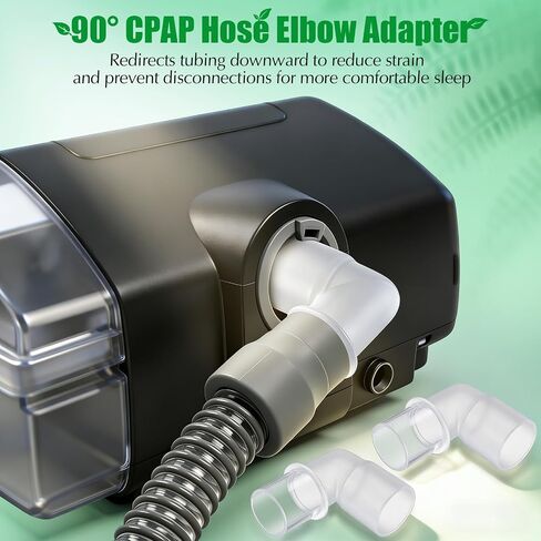 2 حزمة محول كوع خرطوم CPAP 90 درجة، موصل أنابيب متين وسهل التركيب للخراطيم القياسية غير الساخنة مقاس 22 مم، مانع للتسرب، يقلل من إجهاد الخرطوم، ويحسن الراحة أثناء النوم in Kuwait