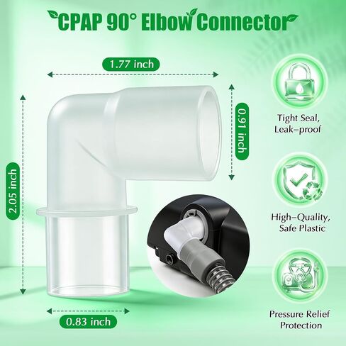 2 حزمة محول كوع خرطوم CPAP 90 درجة، موصل أنابيب متين وسهل التركيب للخراطيم القياسية غير الساخنة مقاس 22 مم، مانع للتسرب، يقلل من إجهاد الخرطوم، ويحسن الراحة أثناء النوم in Kuwait