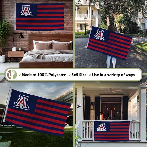 Desert Cactus University of Arizona Indoor and Outdoor 100% Polyester University Flag Banner, 3x5 Feet Wildcats (Nation) in Kuwait