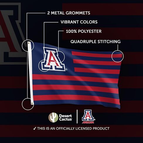 Desert Cactus University of Arizona Indoor and Outdoor 100% Polyester University Flag Banner, 3x5 Feet Wildcats (Nation) in Kuwait