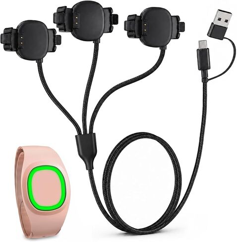 BlackPro متوافق مع MagicBand+ شاحن 3 في 1، كابل شحن ثلاثي USB-C وUSB-A بطول 2 قدم مع 3 رؤوس شحن، شاحن سفر بديل لـ Disney-MagicBand Plus in Kuwait
