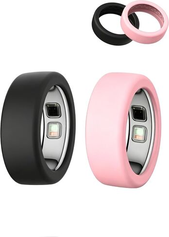 لواقي حلقة السيليكون OURA Ring5، غلاف حلقي ذكي مرن رفيع للغاية من BOVUGAC، مقاوم للماء ومضاد للسقوط، متوافق مع OURA Ring 5، حماية شاملة. (الحجم: 6 ~ 9) - أسود + وردي in Kuwait