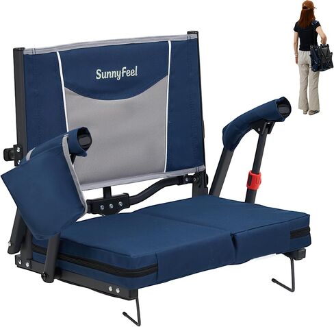 مقاعد استاد SUNNYFEEL مع دعم للظهر ووسادة للمدرجات، وكراسي المدرجات القابلة للطي واسعة مع مساند للذراعين وحامل أكواب، كرسي استاد محمول قابل للتنفس مع إطار فولاذي سميك مبطن للمقعد in Kuwait