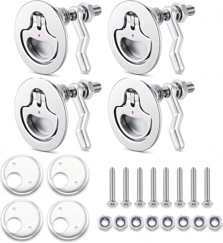 4 Pack Boat Cam Latch, Marine 316 Stainless Steel Boat Hatch Latch, Flush Hatch Pull with Back Plate & Adjustable Cam, Flush Mount Marine Hardware for Ships, Yacht, Deck, RVs in Kuwait