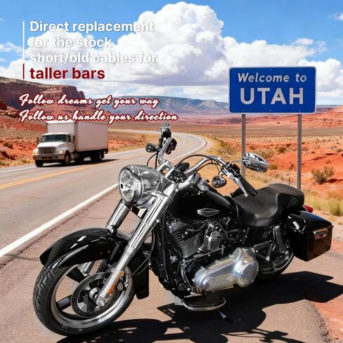 مجموعة كابلات Ape Hanger Dyna مقاس 12 بوصة، ملحقات المقود لـ 2012-2017 Street Fat Bob/Low Rider/Super Sport Wide Glide/Switchback مع ABS وقرص أمامي واحد (أسود) in Kuwait