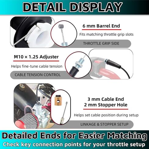 2PACK 50 Inch Mini Bike Throttle Cable for Coleman CT200U Predator 212 Baja MB165 MB200 196cc 5.5hp 200cc 6.5hp Heat Warrior MOTOVOX MBX10 MBX11 GX160 GX200 Pit Dirt Bike Parts in Kuwait
