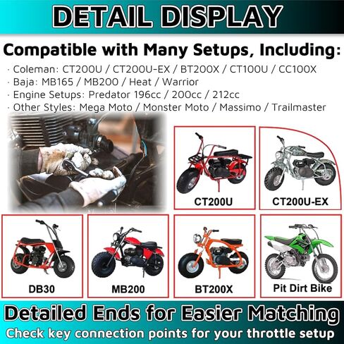 2PACK 50 Inch Mini Bike Throttle Cable for Coleman CT200U Predator 212 Baja MB165 MB200 196cc 5.5hp 200cc 6.5hp Heat Warrior MOTOVOX MBX10 MBX11 GX160 GX200 Pit Dirt Bike Parts in Kuwait