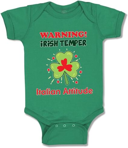 Cute Rascals Baby Bodysuit Warning Irish Temper - Italian Attitude Boy & Girl Baby Clothes Funny Cotton Kelly Green Design Only 6 Months in Kuwait