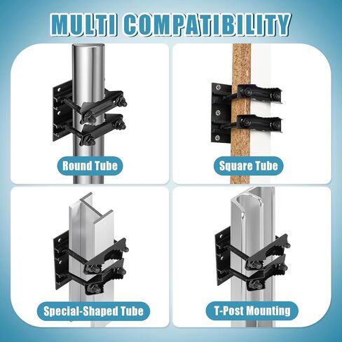 Post Tubes Mounting Bracket, 1-Pack Adjustable Solar Mounting Bracket Fence Hook Compatible with Round, Square, T-Posts, Irregularly Shaped Pipes (Max. 1-3/4" Width) in Kuwait