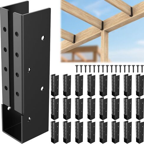 Concealed Joist Hanger Bracket 8 PCS,2"x8" Outdoor Trim Concealed Flanges for 2"x8" Beam, Steel Powder-Coated Joist Hanger Fit for Beam,Swing, Fence in Kuwait
