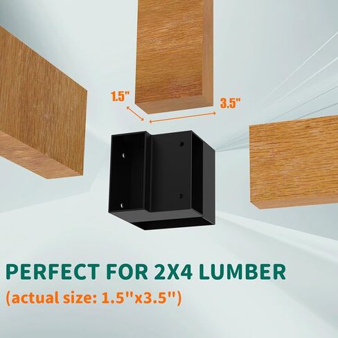 8 Pack Workbench Brackets Kits, 3-Way Right Angle Corner Braces | Fit 2"x4" Wood, Black Heavy Duty Steel, for DIY Workbench, Shelving and Garage Storage in Kuwait