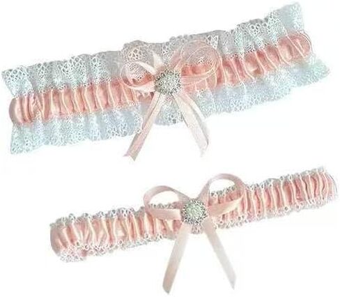 Lace Wedding Garters for Bride Dresses, 2 Pieces Bow Bridal Leg Garters in Saudi Arabia