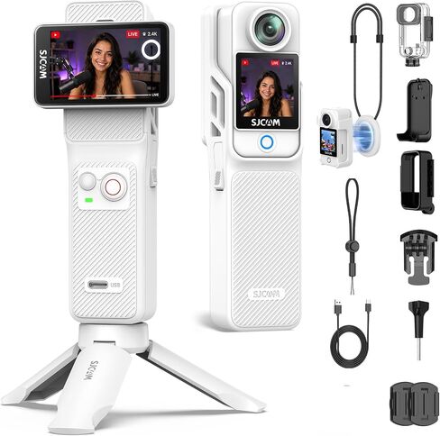SJCAM C400 4K 64GB YouTube Creator Vlogging Camera,7H Battery Handle,3-in-1 Handheld Wearable Travel Camera with 2.29" Touchscreen, 6-Axis Stabilization,30M Waterproof Camara para grabar contenido in Saudi Arabia