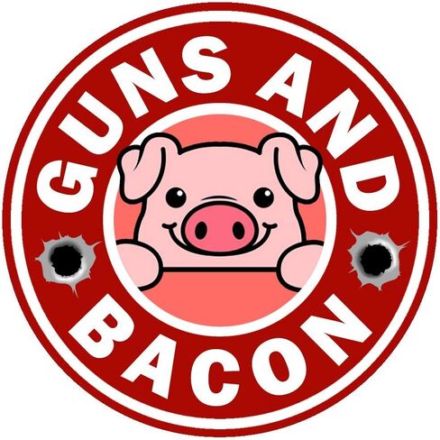 ملصق حقوق البندقية للتعديل الثاني من Guns and Bacon 2A مقاس 3 بوصات مستدير للكمبيوتر المحمول in Kuwait