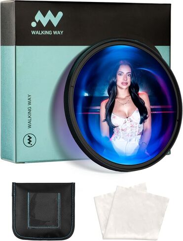 Walking Way 49MM Chromatic Multi-Coated Halo FX Filter - Iridescent Optical Glass Prism for Rainbow Swirl Distortion, Spectral Halos & Creative Portraits with Pouch & Cloth in Saudi Arabia