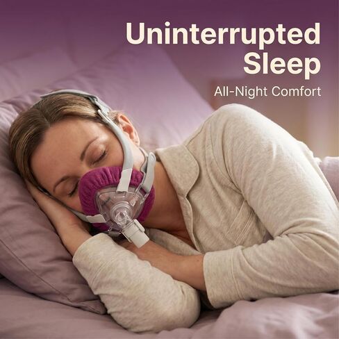 4 عبوات من بطانات قناع CPAP العالمية، أغطية قناع الوجه بالكامل من الصوف الدقيق فائق النعومة، قابلة لإعادة الاستخدام، قابلة للتنفس، تقلل من تسرب الهواء وعلامات الضغط، متوافقة مع F20-Purple Red in Kuwait