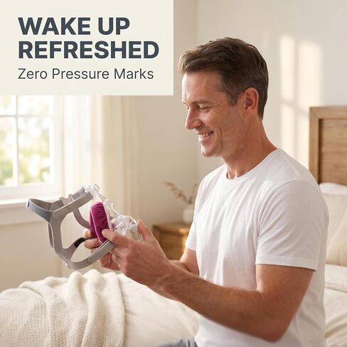 4 عبوات من بطانات قناع CPAP العالمية، أغطية قناع الوجه بالكامل من الصوف الدقيق فائق النعومة، قابلة لإعادة الاستخدام، قابلة للتنفس، تقلل من تسرب الهواء وعلامات الضغط، متوافقة مع F20-Purple Red in Kuwait
