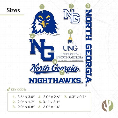 Desert Cactus University of North Georgia Sticker UNG Nighthawks Vinyl Decals Laptop Water Bottle Car Scrapbook Sheet T2 (Type 2-2) in Kuwait