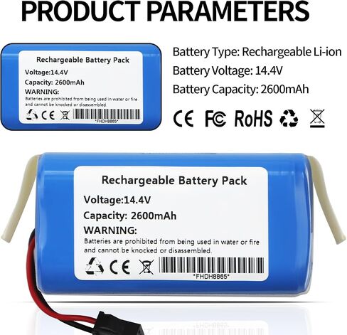 استبدال البطارية لـ Coredy R750-1600Pa، Ionvac SmartClean 2000 V4، Lubluelu SL60D SL60 Plus SL61 SL68، Tesla 106936، Honiture G20 PRO، Lefant M310 Ultra M330 Robot Vacuum Cleaner CMICR18650F8M7-4S1P in Kuwait