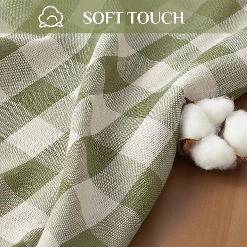 Softalker Outdoor Checkered Tablecloth, Linen Cotton Gingham Table Cloths for 6 Foot Rectangle Tables with Tassel, Heavy Duty Wrinkle Free Plaid Table Cover for Picnic Camping - 55 x 84 Inch, Sage in Kuwait