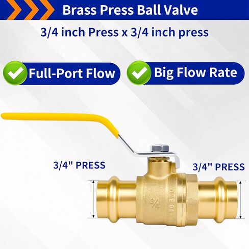 (Znkiok 2 Pack)3/4" Press Ball Valve Heavy Duty,3/4 Inch Brass Ball Valve With Press End,Press Fitting Connection For Copper Tubing,Quarter Turn,Lead-Free Brass, UPC,NSF61,NSF372. in Kuwait